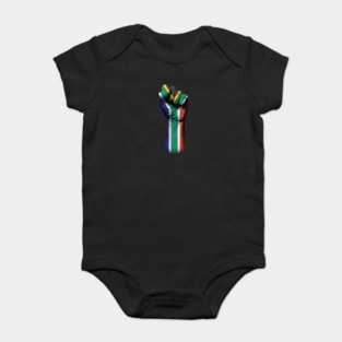 Flag of South Africa on a Raised Clenched Fist Baby Bodysuit